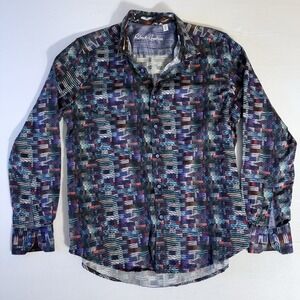 Robert Graham Mens Classic Fit Multi Color Geometric Abstract Button Down M
